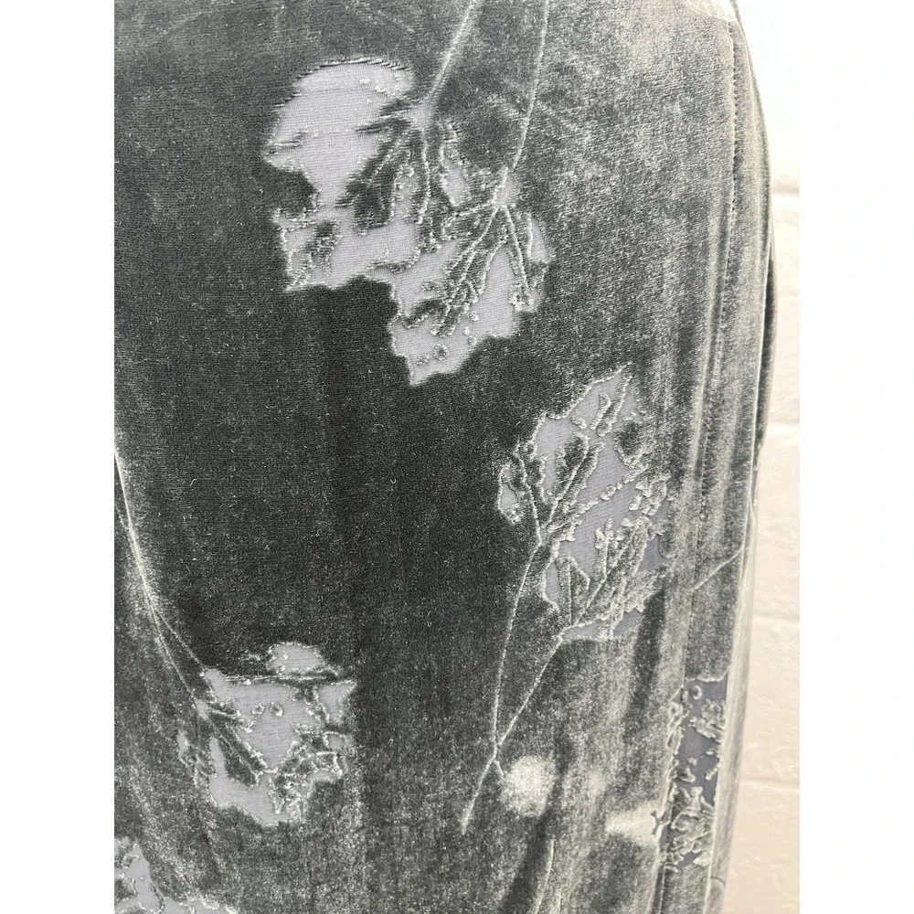 Y2K Velvet Burnout Midi Skirt Sheer 10 Whimsigoth Witchy Fairy Dark Sage Maxi